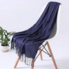 Elegant Tassel Scarf Shawl Wrap – Soft Faux Cashmere Feel, Solid Colors (White/Black/Red/Multi), 200 cm (79 in)