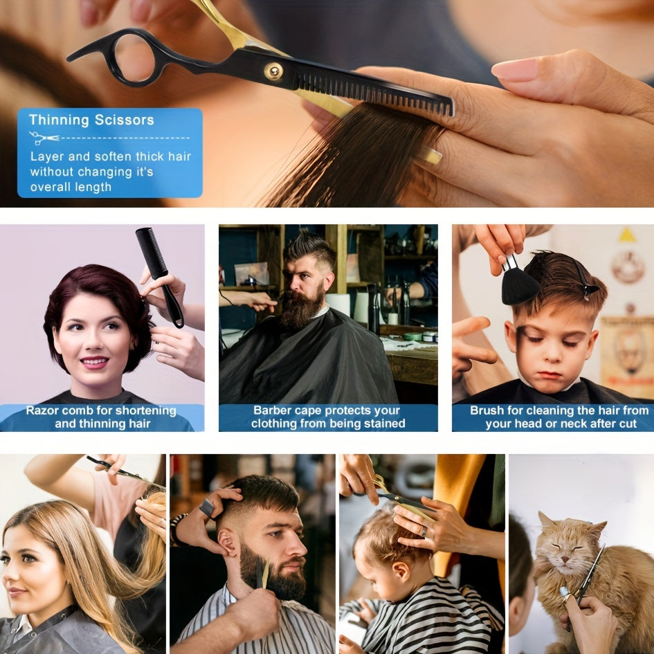 Professional Barber Shears Set - Hair Cutting & Thinning Scissors for Men, Women & Pet Grooming