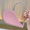 Faux Leather Evening Clutch Bag with Rhinestone Handle - Zipper Closure & Polyester Lining for Weddings and Parties