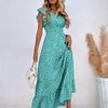 Plus Size Floral Print Maxi Dress for Women — V-Neck Shirred Peplum