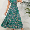 Plus Size Floral Print Maxi Dress for Women — V-Neck Shirred Peplum