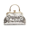 Golden Sequin Evening Clutch for Women - PU Chain Strap Party Purse for Weddings & Formal Events