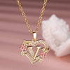 Gold & White Cubic Zirconia Heart-Shaped Rose Letter Pendant Necklace for Women, Valentine's Gift
