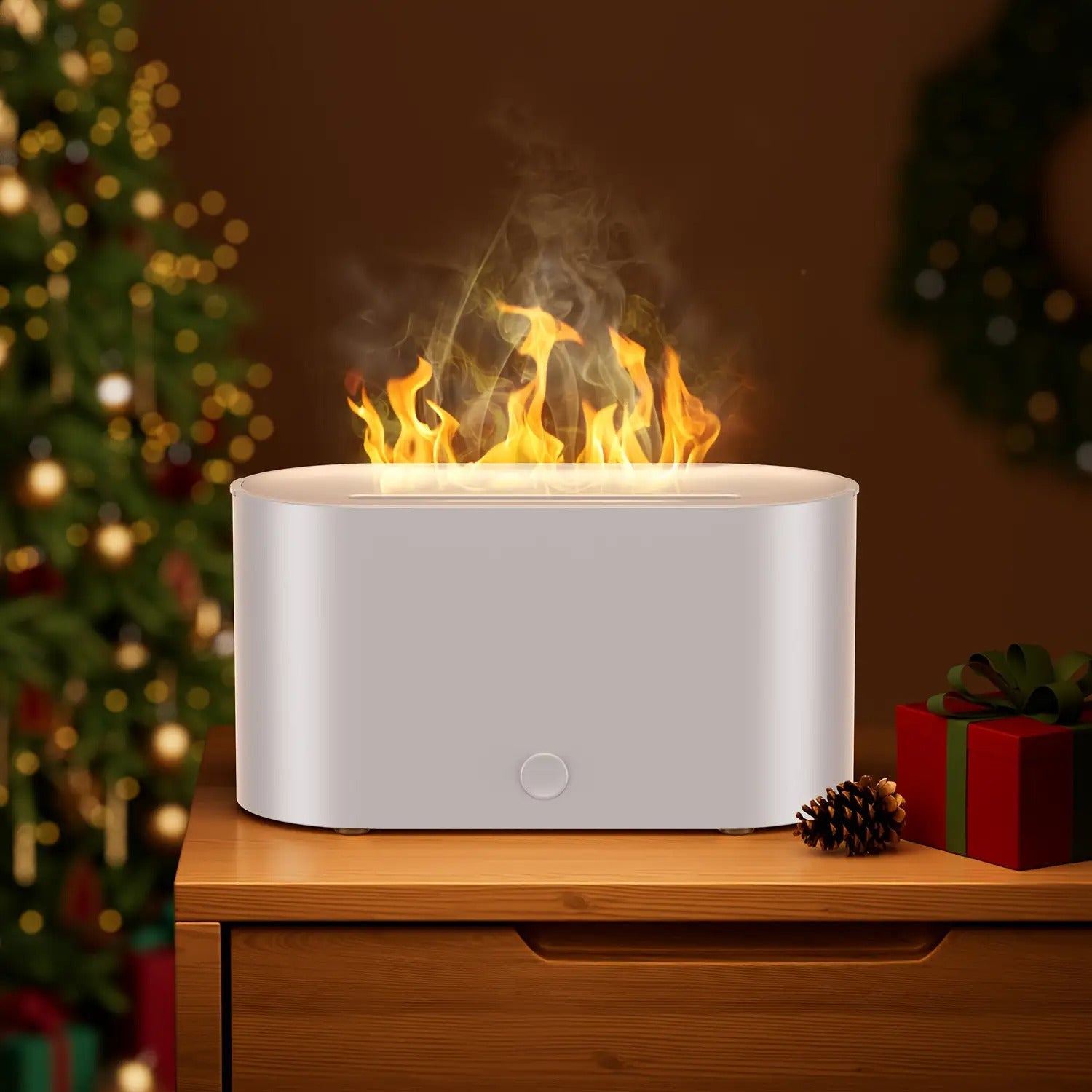 7-Color Simulated Flame Humidifier & Aromatherapy Diffuser — USB Dimmable Lamp for Bedroom & Home Decor, Gift