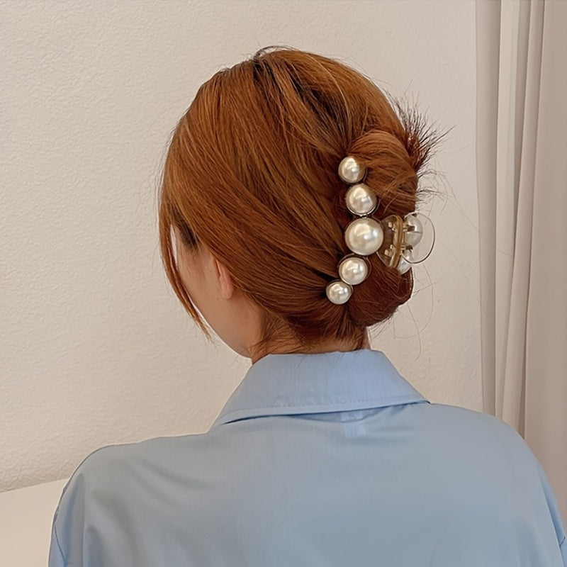 4-Pack Elegant Pearl Hair Clips for Women – Medium Strong-Grip Plastic Hairpins