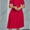 Women's V-Neck Ruched Midi Dress with Belted Waist, Short Sleeve Flowy Skirt for Spring/Summer