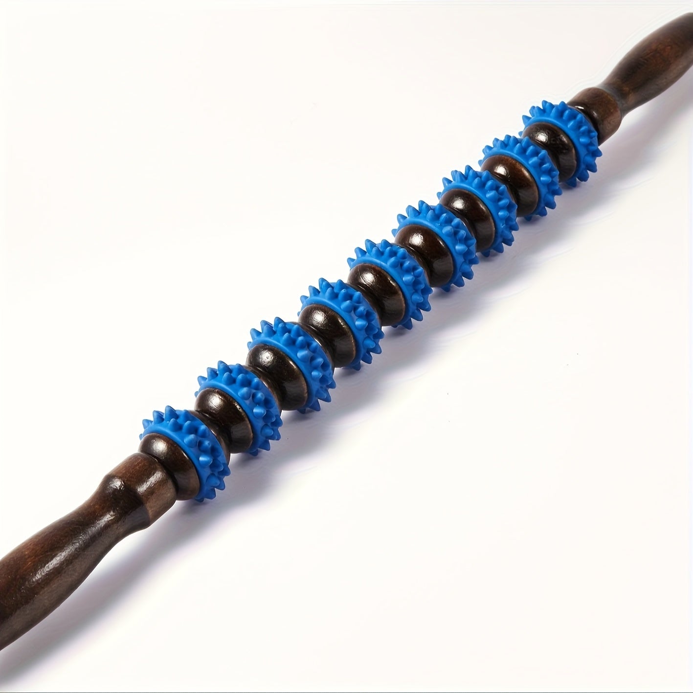 Trigger Point Foam Roller with Wooden Handle – Myofascial Massager for Sore Muscles & Cellulite Relief