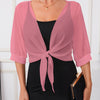 Lightweight Breathable Shawl Wrap with Tie-Front – Semi-Sheer Polyester Dress Accessory for Spring Summer Fall