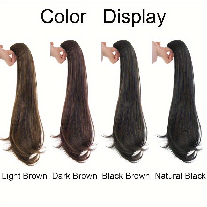 20-Inch (50 cm) Synthetic Straight Clip-In Ponytail Hair Extension - Long Claw Clip Hair Piece for Women