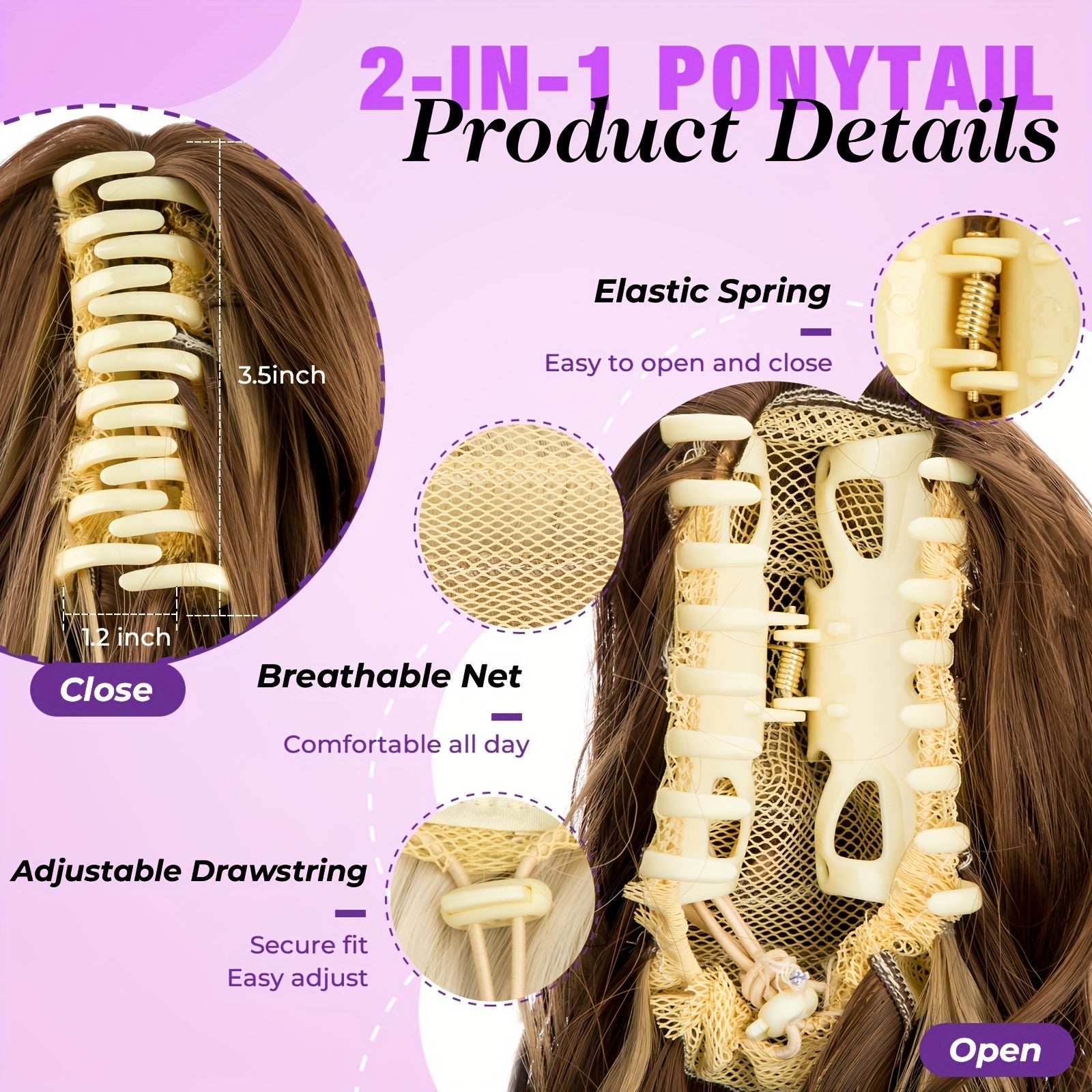 Curly Wavy Clip-In Ponytail – Clip-On Volumizing Hair Extension for Women – Heat-Resistant Fiber