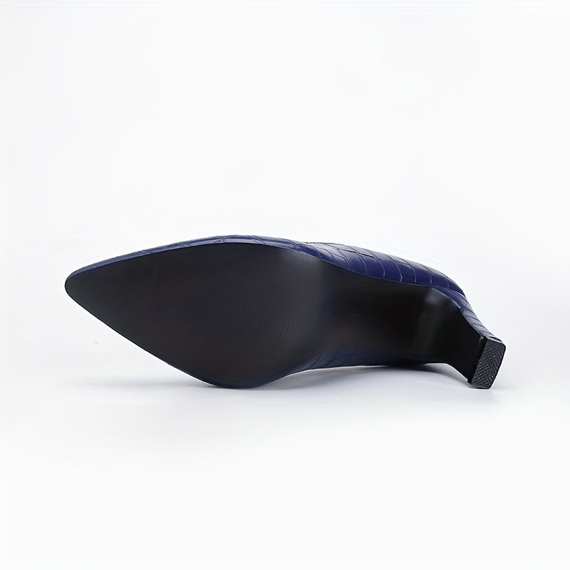 Women's Burgundy Crocodile Mary Jane High Heels – Ultra-High Block Heel, Plain Toe, Cushioned Insole & TPR Sole for Office & Formal Wear