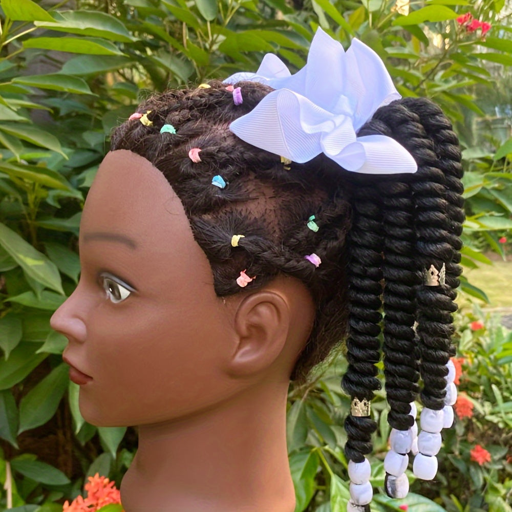 2-Pack Braided Ponytail Hair Extensions with Beads – Afro Twist Dreadlocks for Girls, Cosplay & Party Accessories