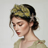 Golden Pearl Floral Headband - Gold Leaf Pearl Embellished Hairband for Women, Elegant Wedding & Festive Accessory