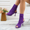 Women's Knit Fishmouth Stiletto Pumps — Open-Toe High Heels for Dresses