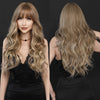 Long Middle Part Body Wave Blonde Wig with Curtain Bangs – High-Density Synthetic Hair for Women, Natural-Looking Party & Cosplay