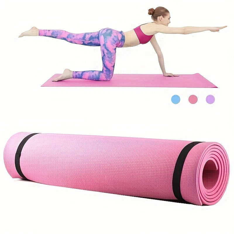 4mm High-Density EVA Yoga Mat with Carrying Strap – Lightweight Thick Cushioned Exercise Mat for Yoga, Pilates & Home Gym (Pink, Purple, Blue)
