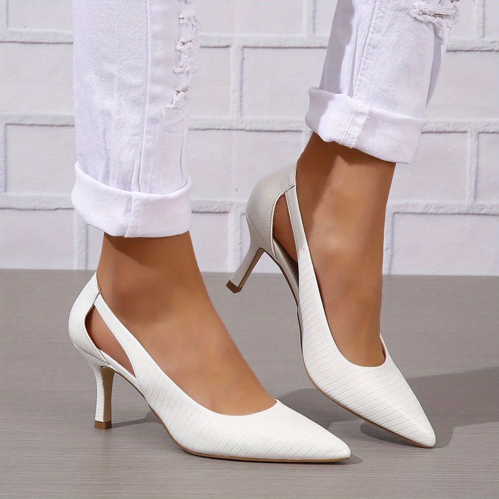 Women's Pointed Toe Ankle-Strap Stiletto Heels - Slip-On Cut-Out Dress Pumps