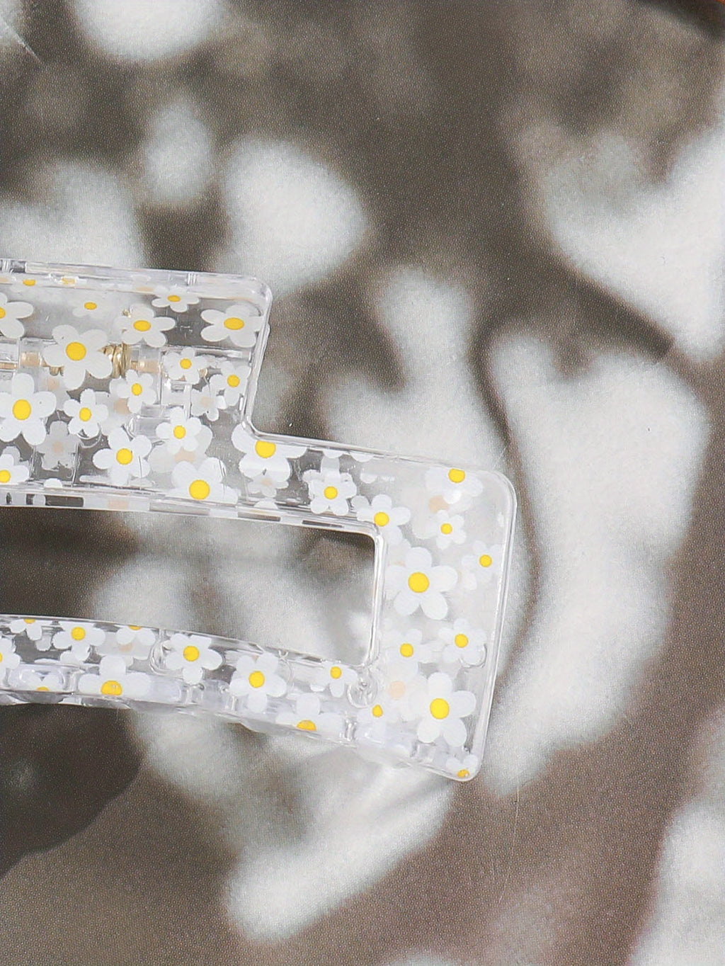 Transparent Lemon Flower Hair Claw Clip – Cute Minimalist Plastic Hair Clip for Women