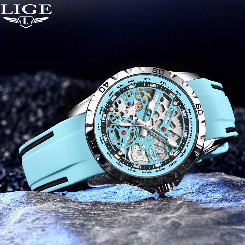 Luxury Automatic Women's Hollow Dial Mechanical Watch - Silicone Strap Elegant Valentine's Gift