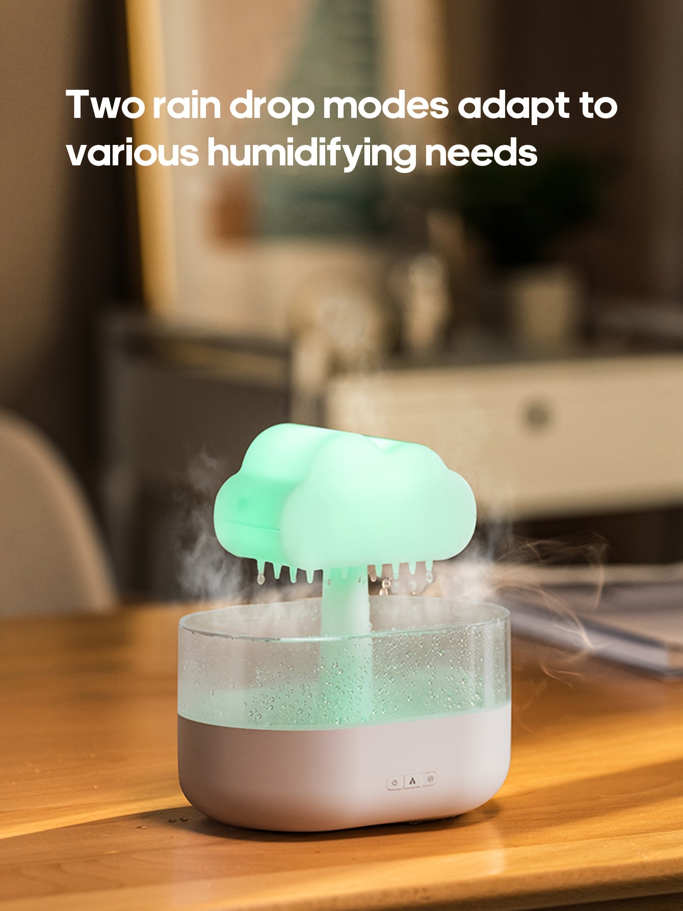 Raindrop Aroma Diffuser with Colorful LED Night Light – USB Rain Cloud Humidifier & Essential Oil Diffuser for Desktop (10–20 m² / 107–215 ft²)
