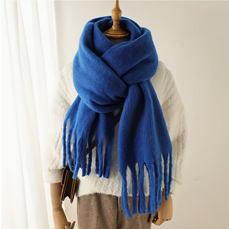 Women's Thick Knit Scarf - Ultra-Warm Windproof Plush Shawl Wrap in Macaron Colors
