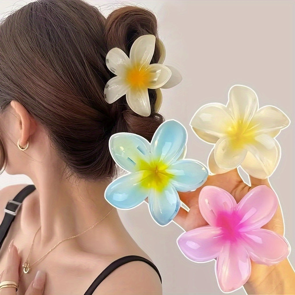 Elegant Flower Hair Clip – Semi-Transparent Anti-Slip Grip for Bridal, Beach & Everyday Wear