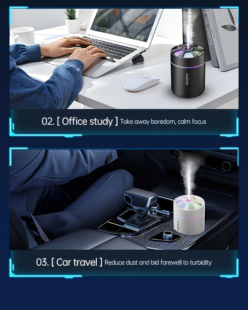 180ml (6.1 fl oz) Mini USB Humidifier & Aromatherapy Diffuser – Quiet Portable Cool Mist for Home, Bedroom & Car, Durable Plastic