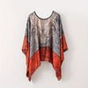 Bohemian Lightweight Breathable Pullover Shawl, 42.1 in (107 cm) Printed Square Scarf, Boho Beach & Evening Wrap