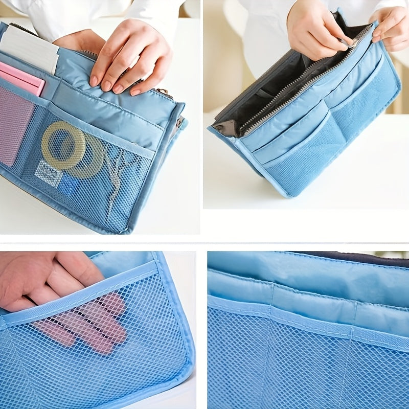 Foldable Double-Layer Makeup Bag & Travel Organizer - Large Capacity Zippered Toiletry Pouch