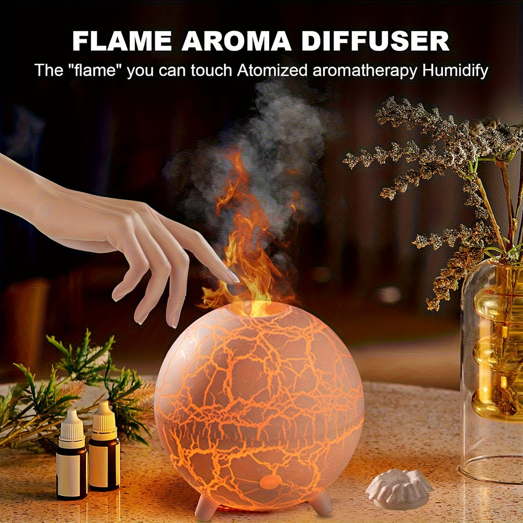 Crackled-Globe Ultrasonic Humidifier & Essential Oil Diffuser – Compact Desktop Mist Maker for Office & Bedroom