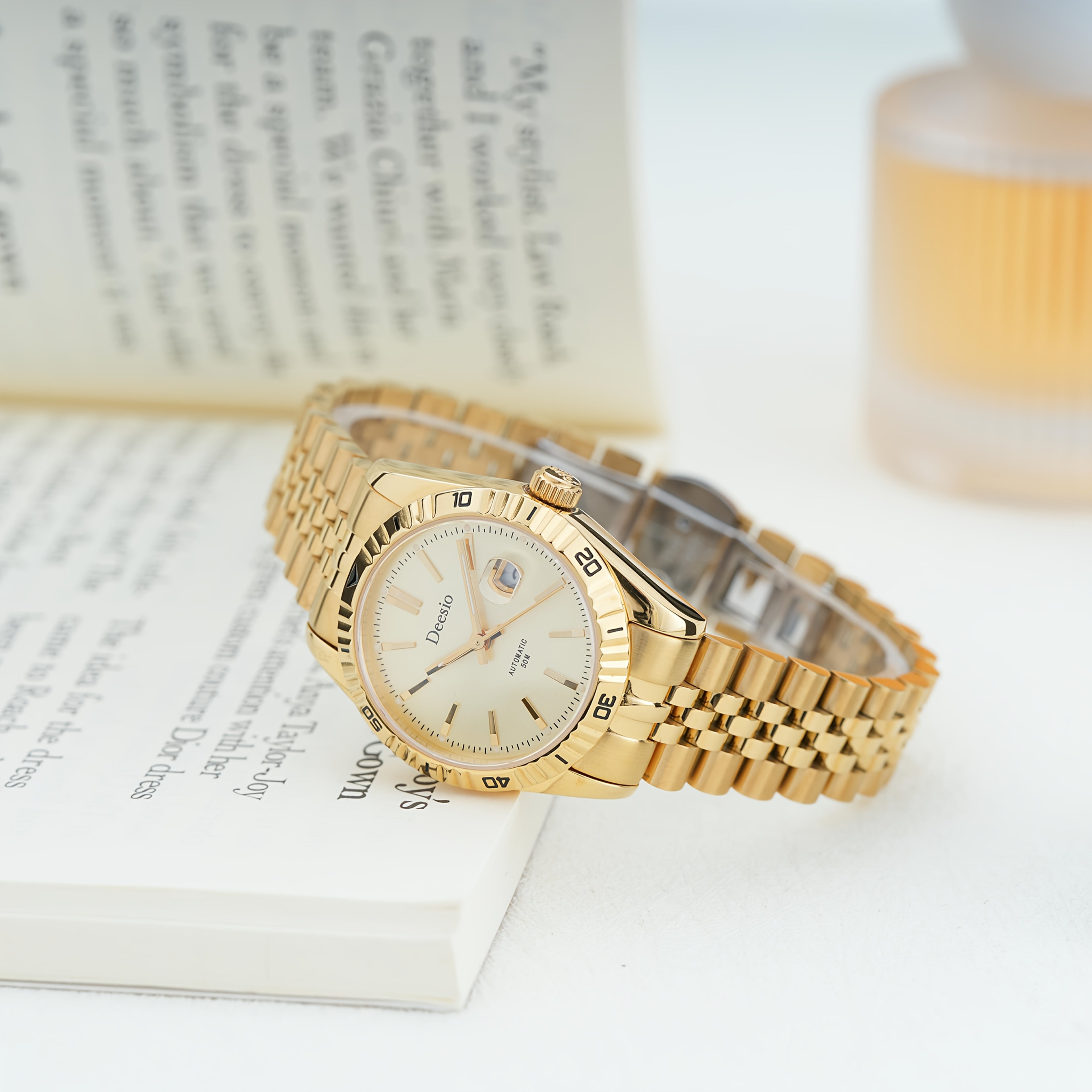 Deesio Women's Automatic Mechanical Watch with Moon-Phase Calendar, Stainless Steel Bracelet - Elegant Ladies Gift