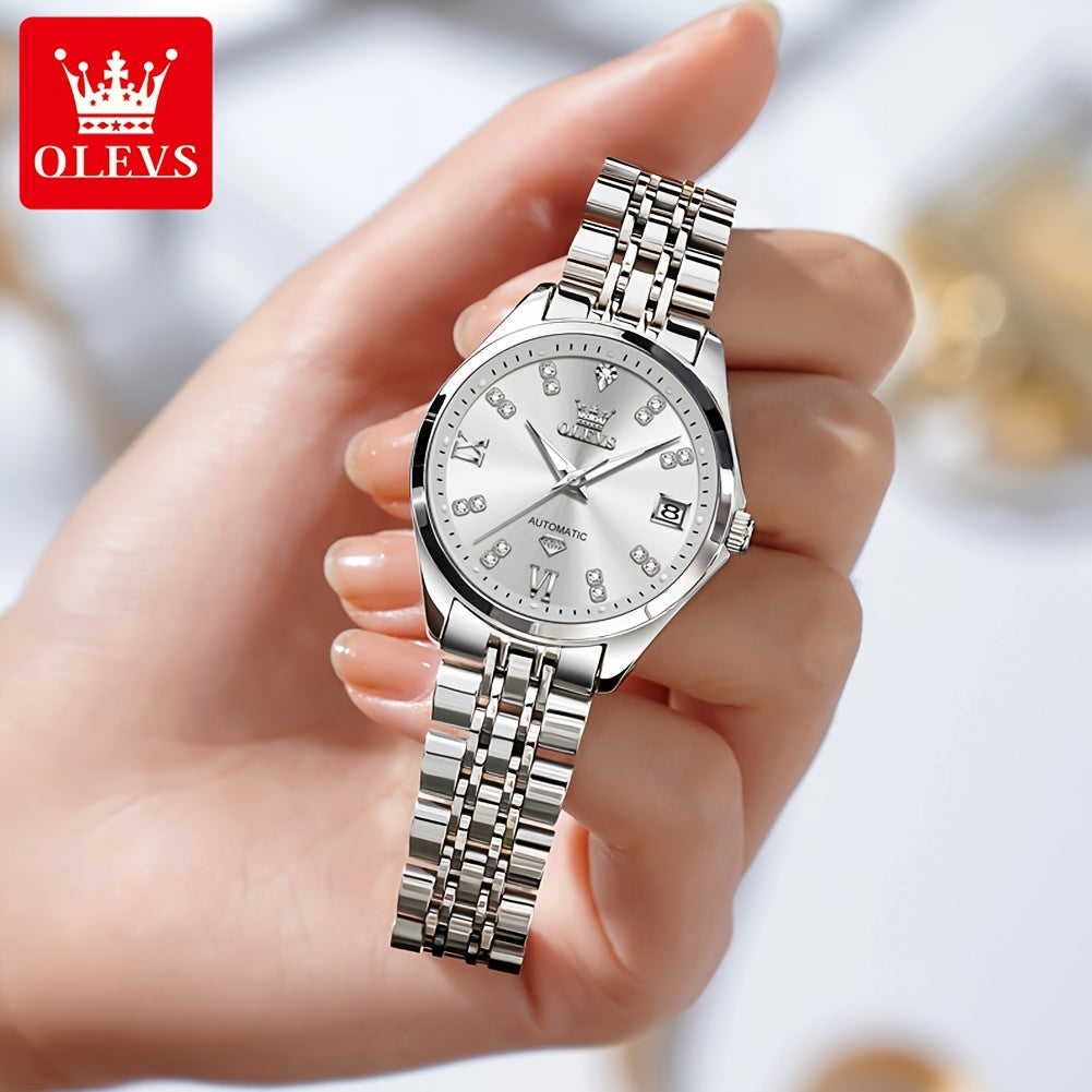 OLEVS Stainless Steel Automatic Mechanical Women's Watch Luminous Classic Luxury Wristwatch