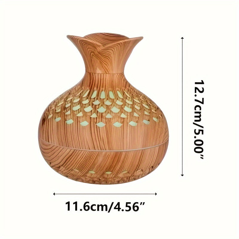 USB-Powered Wood Grain Flower Humidifier & Desk Lamp — Essential Oil Diffuser for Home & Office