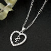 Vintage Silvery Alphabet Heart Pendant Necklace with Rhinestone Accents, Zinc Alloy Everyday Jewelry