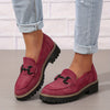 Women's Platform Horsebit Loafers Round Toe Slip-On Retro Solid Color