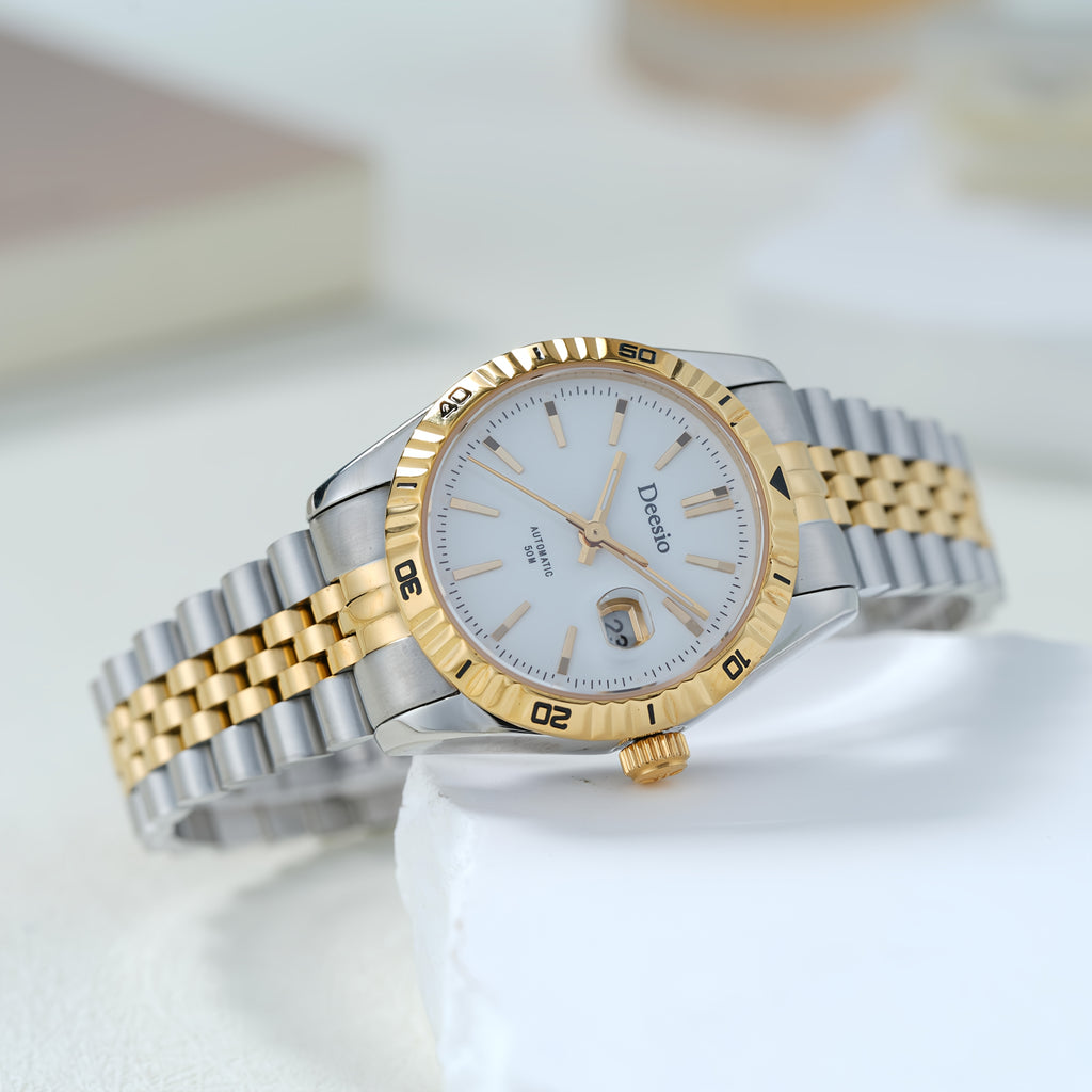 Deesio Women's Automatic Mechanical Watch with Moon-Phase Calendar, Stainless Steel Bracelet - Elegant Ladies Gift