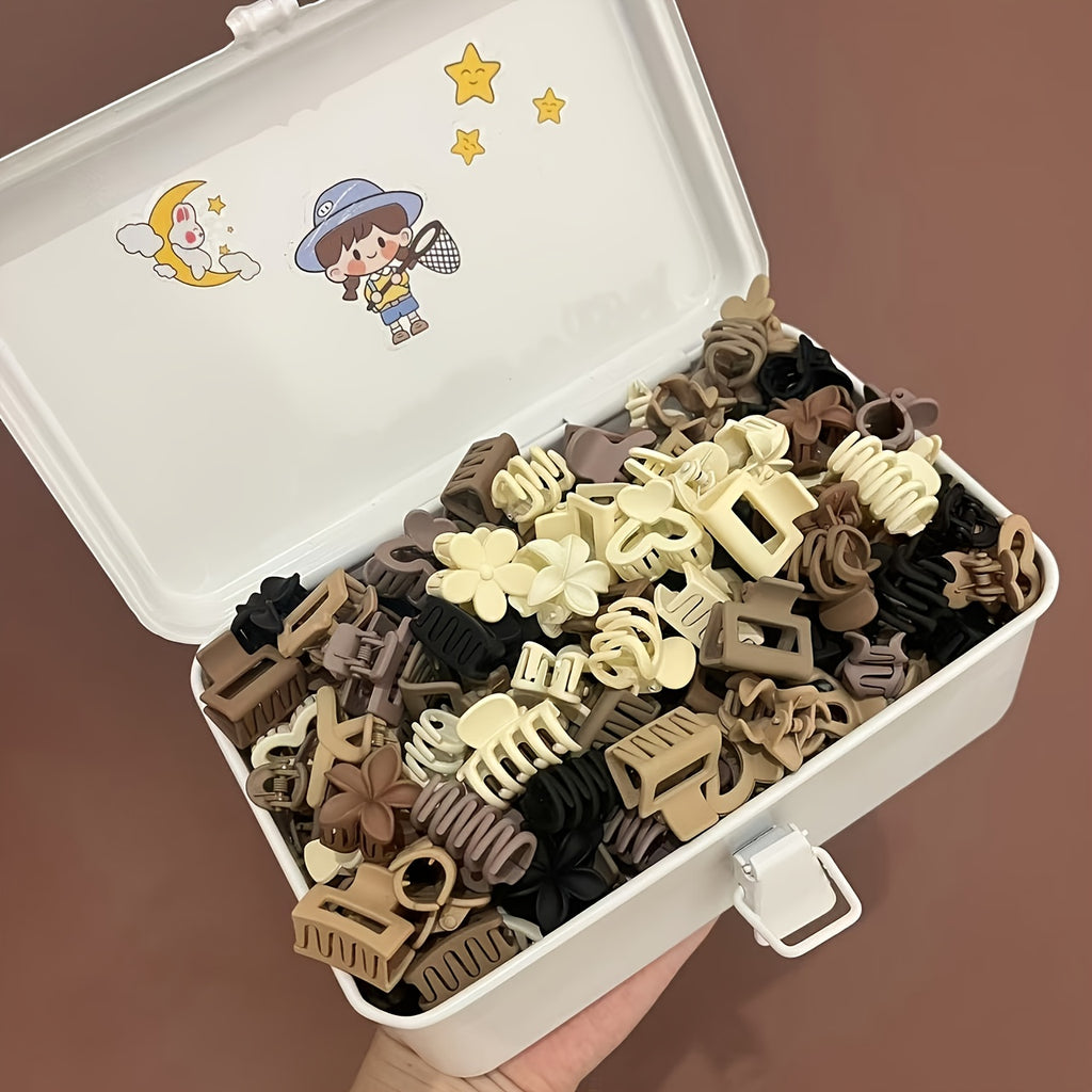 20-Pack Women's Small Mixed Color Hair Claw Clips – Cute Simple Designs for Daily, Beach & Outings