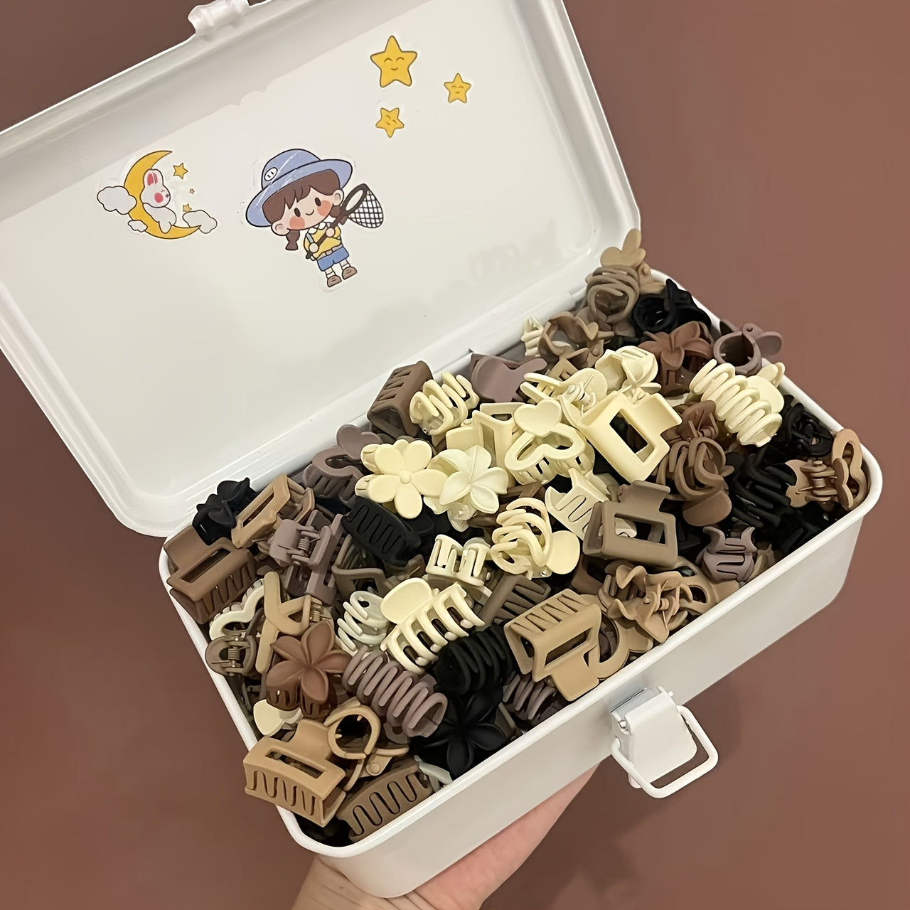 20-Pack Women's Small Mixed Color Hair Claw Clips – Cute Simple Designs for Daily, Beach & Outings