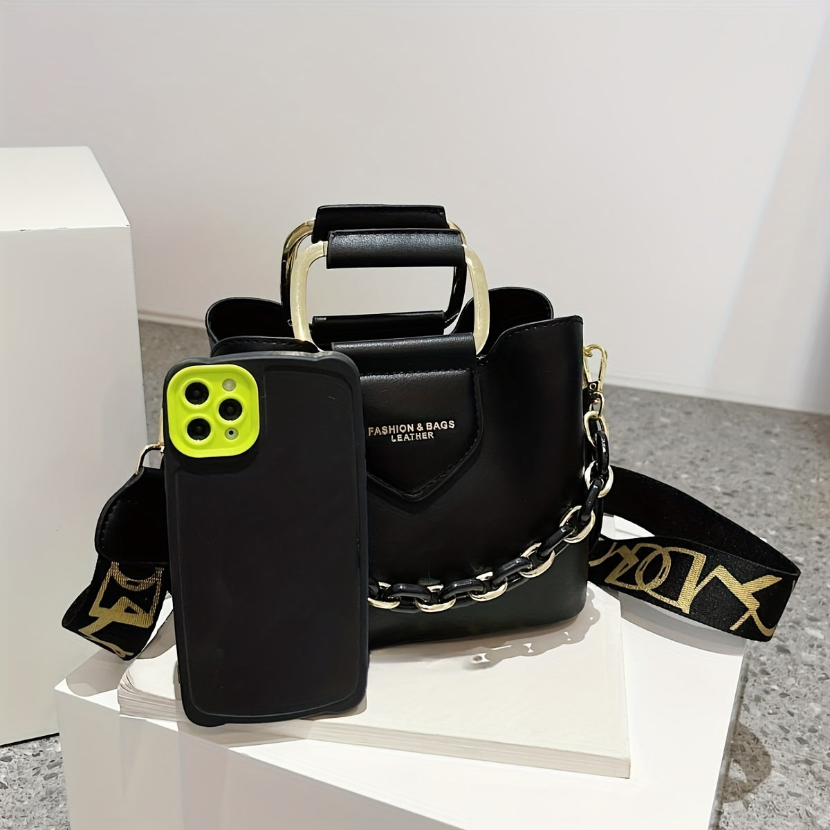 Women's PU Leather Top Handle Bucket Bag - Trendy Casual Shoulder Satchel & Messenger Purse