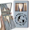 Portable Professional Makeup Brush Set with Mirror, Soft Fluffy Travel Brushes and 26-Letter Initial Garland Gift