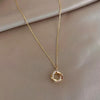 Elegant Gold Pendant Necklace with Faux Diamond Inlays – Women's Daily & Vacation Jewelry