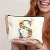 Alphabet Floral Canvas Pouch A-Z - Floral Canvas Cosmetic Bag & Clutch, Toiletry and Pen Case | Gift for Mom, Daughter, Teacher