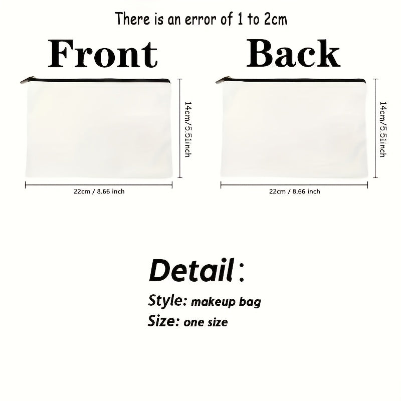 Customizable Floral Makeup Bag - Foldable Polyester Cosmetic Pouch for Travel, Zippered Toiletry Organizer, Machine Washable, Ideal Bachelorette Gift