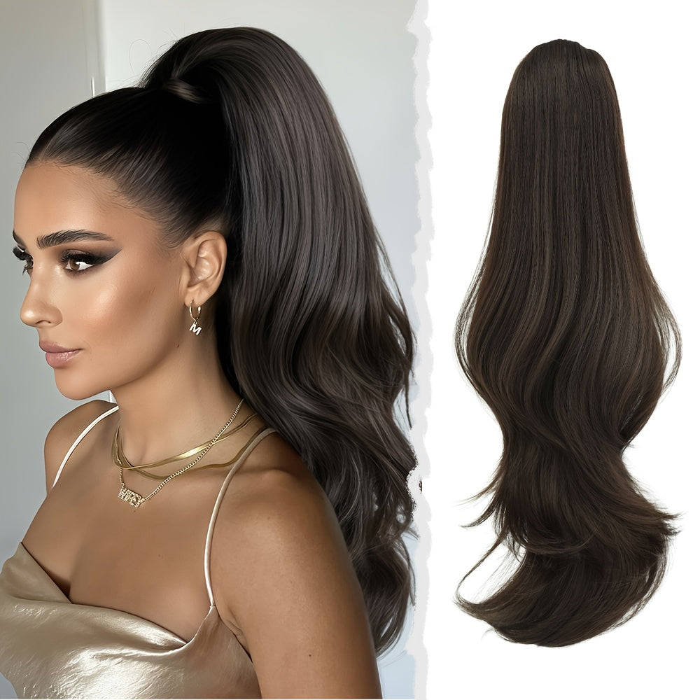 7JHH WIGS 28-Inch (71 cm) Loose Curly Drawstring Ponytail Hair Extension – Natural Brown Ombre, Heavy-Duty Realistic Volume for Women