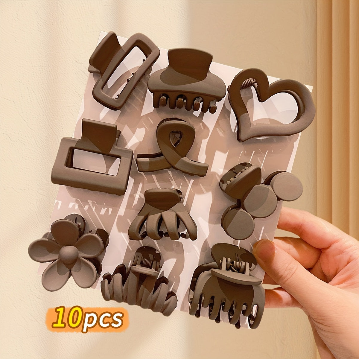 10-Pack Lemon Love Hair Claw Clips Set – Assorted Colorful Plastic Hair Accessories for Teens, Bangs & Half-Up Styles