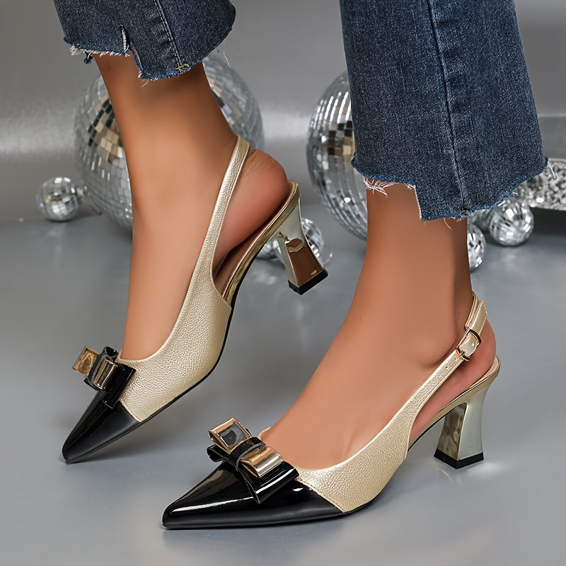 Elegant Summer Pointed-Toe Ankle-Strap Pumps — Block High Heels with Buckle and Rubber Sole for Office & Parties