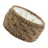 Women's Plush Knit Headband with Faux Fur Pom Pom, Warm Winter Ear Warmer & Christmas Gift