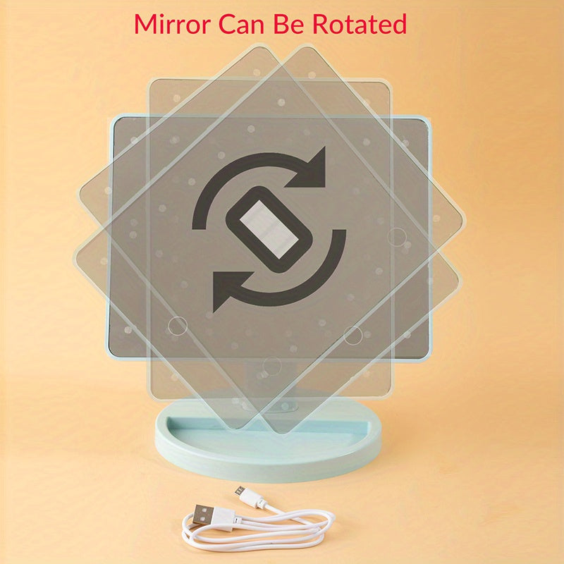 Portable Touchscreen LED Makeup Mirror — USB Powered, 3 Brightness Levels, Adjustable Desktop Vanity — Perfect Mother's Day Gift