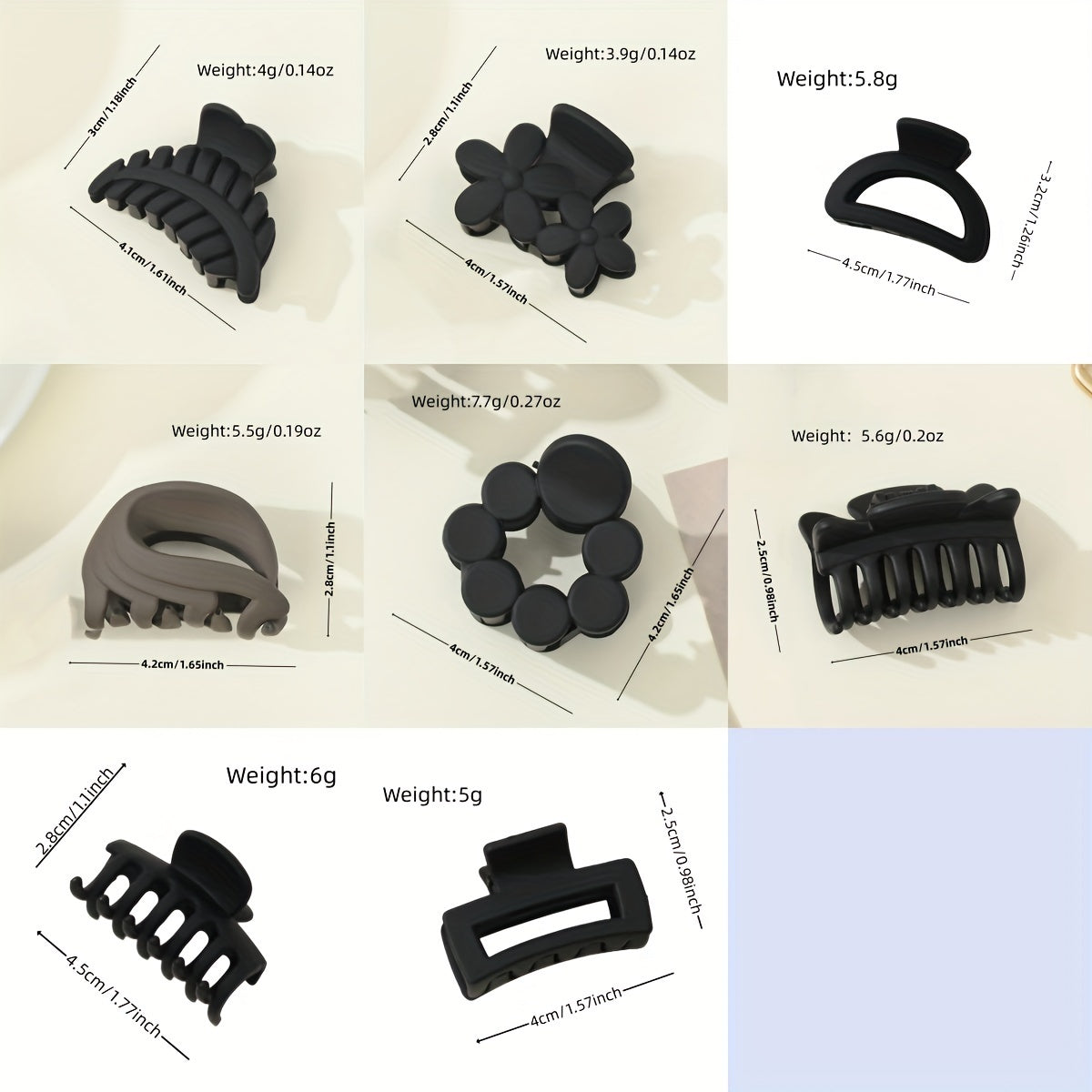 3-Pack Matte Shark Hair Claw Clips Solid Color Elegant Hair Clips for Women