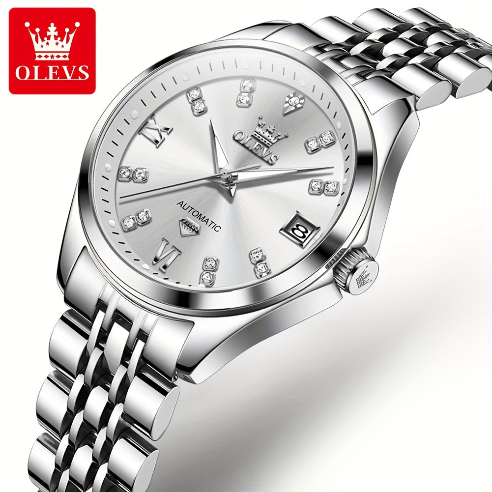 OLEVS Stainless Steel Automatic Mechanical Women's Watch Luminous Classic Luxury Wristwatch
